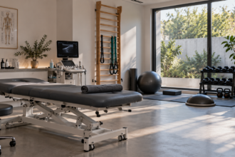Sala moderna de fisioterapia y rehabilitación en la bahía de Cádiz