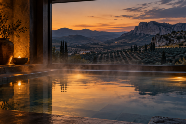 Spa en Antequera, una hora de agua en exclusiva con vistas al valle del Guadalhorce en la aldea de La Joya, al sur del Torcal